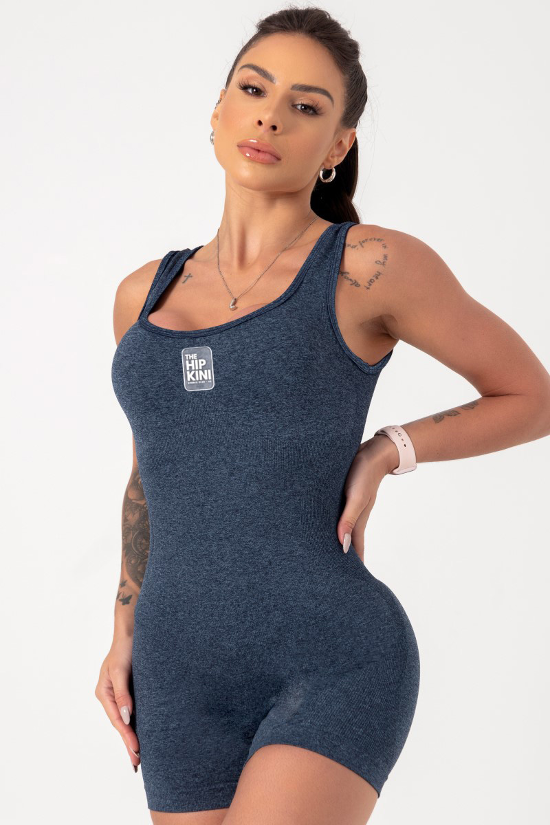 Hipkini - Seamless Blue Heather Movement Romper - 33330731