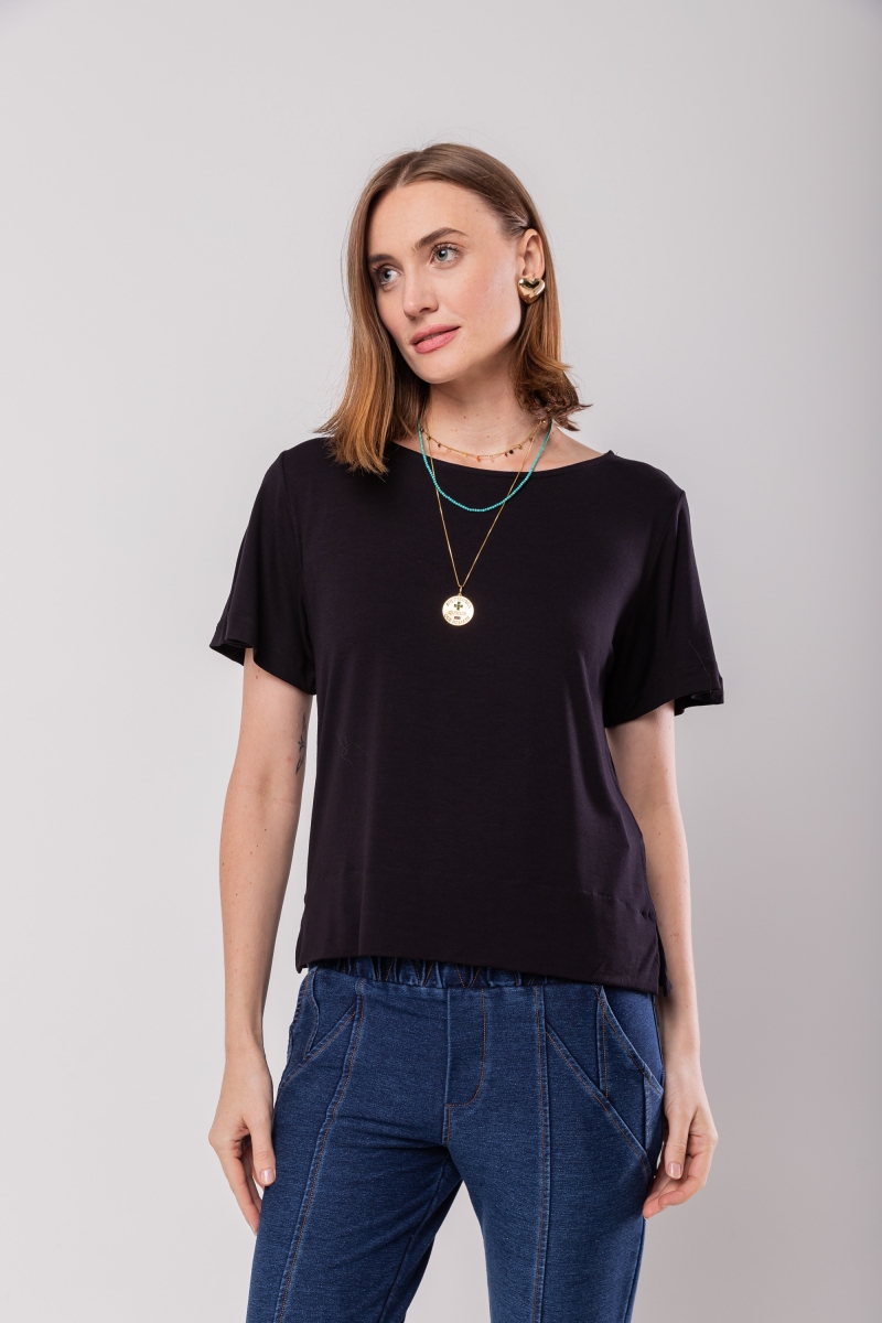 Hidrogênio - MG SHORT SQUARE BLOUSE IN BLACK - 20095001