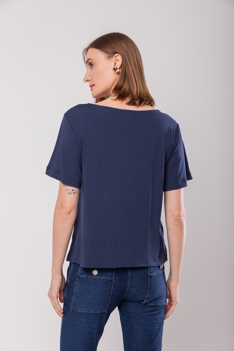 Hidrogênio - MG SHORT SQUARE BLOUSE NAVY - 20095004