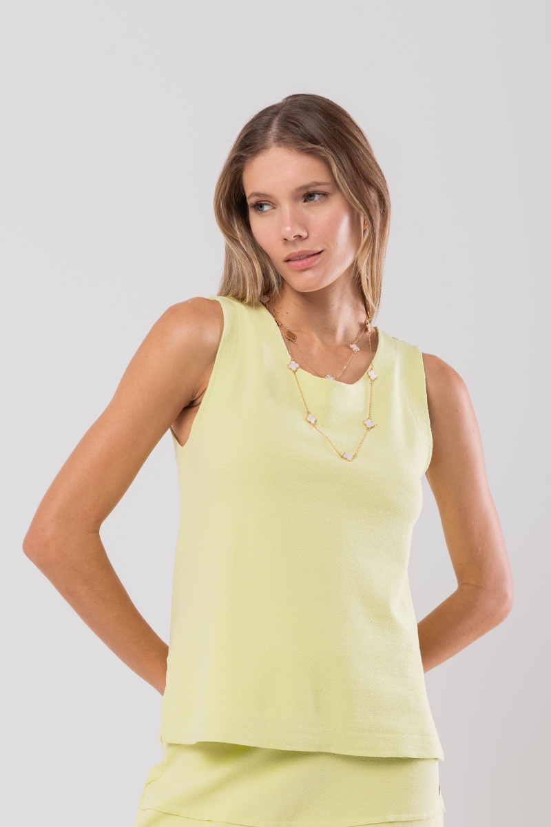 Hidrogênio - WATER GREEN CREPE KNIT TANK TOP - 20166157