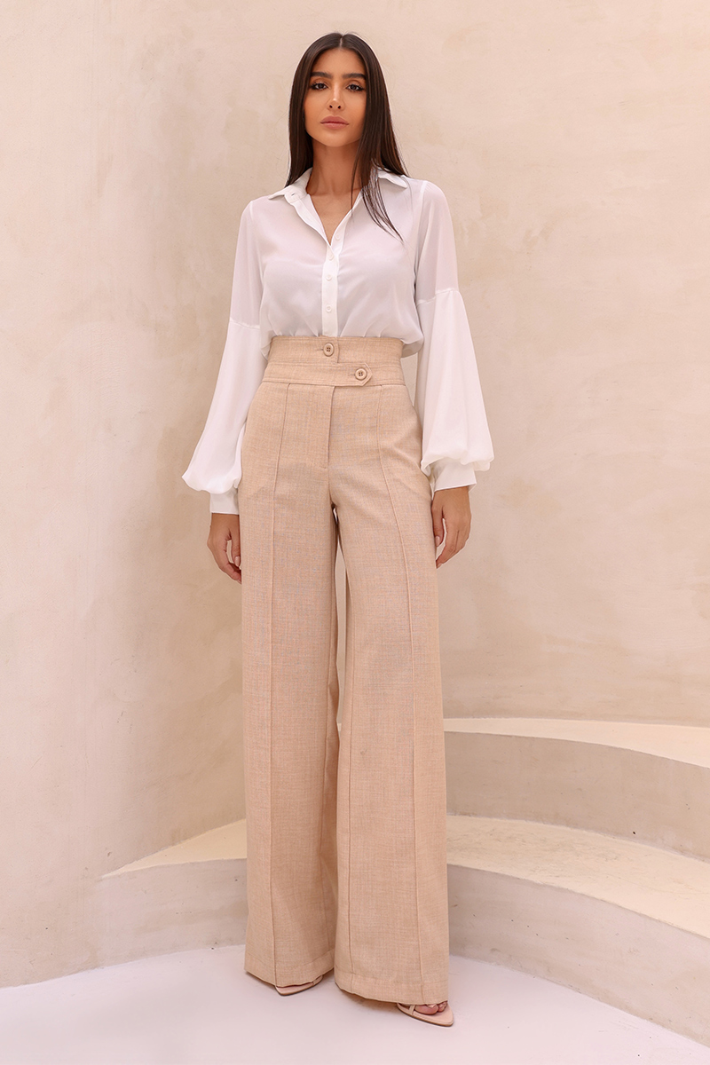 Dot Clothing - Pants Dot Clothing Talia Pantalona Beige - 2478BEGE