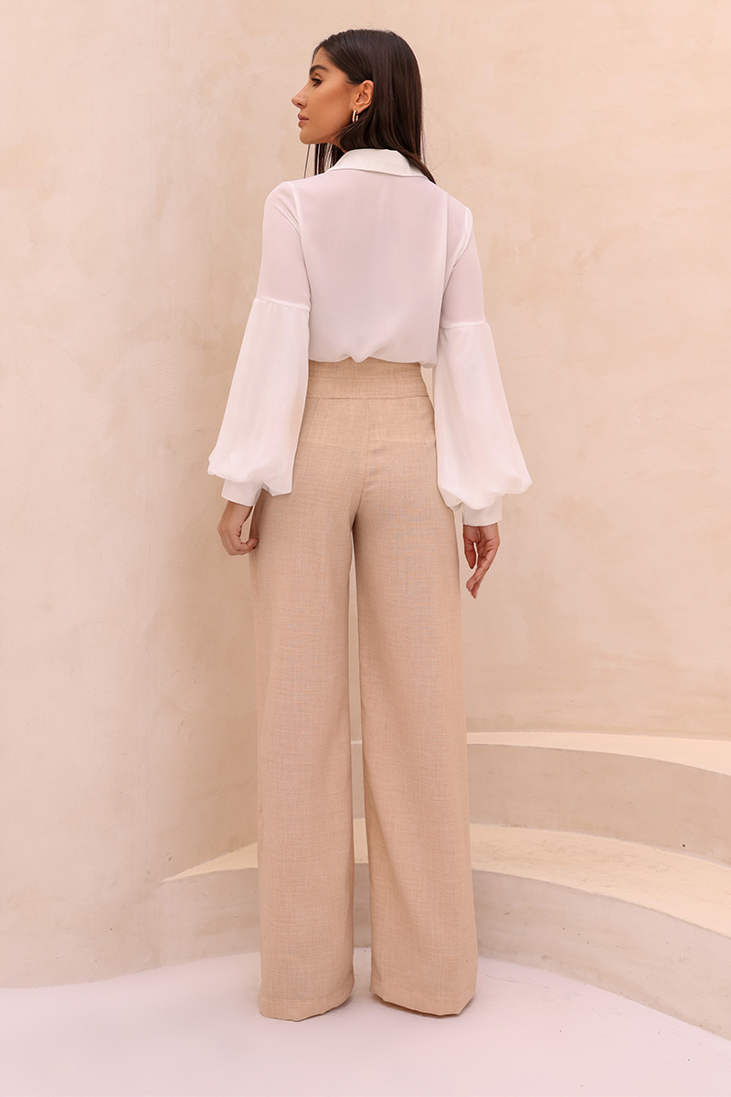 Dot Clothing - Pants Dot Clothing Talia Pantalona Beige - 2478BEGE