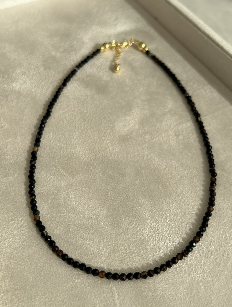 Mikabe - Black Agate Stone Necklace 3mm - MK1955