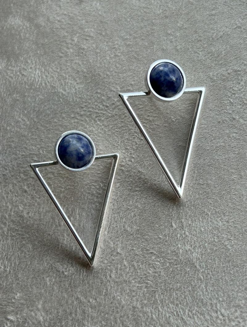 Mikabe - Two in One Triangle Earring Blue Sodalite - MK1956