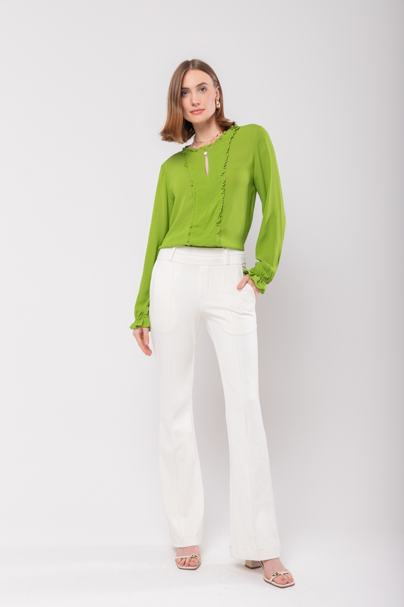 Hidrogênio - BLOUSE WITH JABOBO RUFFLES AND GREEN CHIFFON ROLLER - 20096009