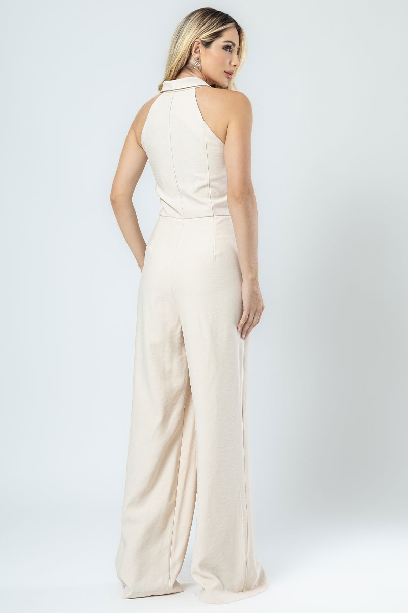 Miss Misses - Daiana Long Jumpsuit With Beige Zipper - 54386215