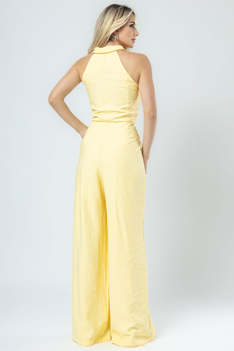 Miss Misses - Daiana Long Jumpsuit With Yellow Zipper - 54386003