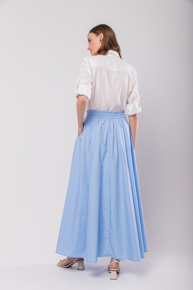 Hidrogênio - LADY LONG SKIRT WITH ELASTIC TRICOLINE RIBBON IN BABY BLUE - 20108111