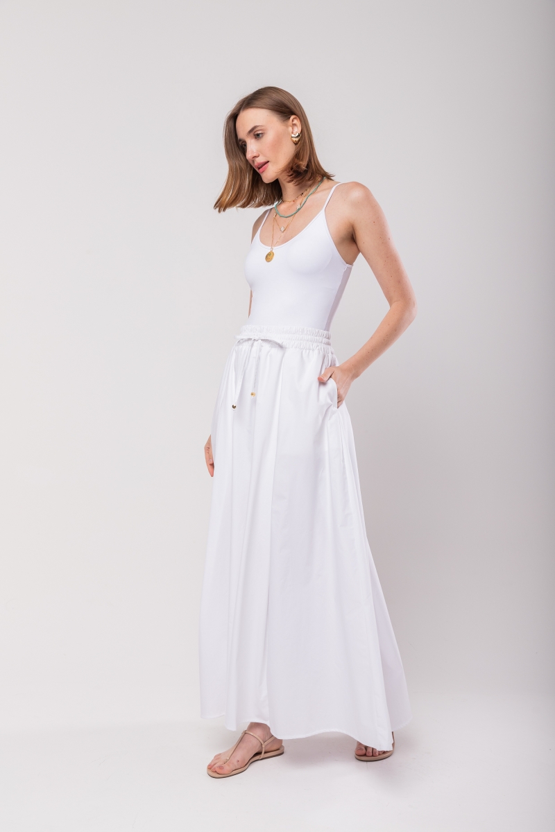 Hidrogênio - LADY'S LONG SKIRT WITH WHITE TRICOLINE ELASTIC BAND - 20108002