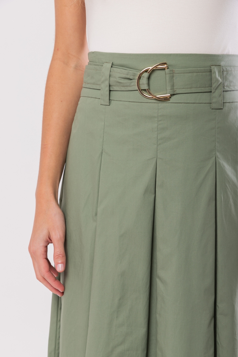 Hidrogênio - MIDI SKIRT WITH BELT AND MILITARY TRICOLINE PLEATS - 20156005