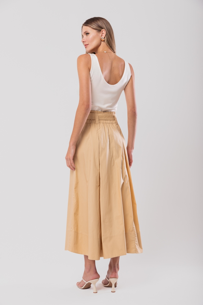 Hidrogênio - MIDI SKIRT WITH BELT AND PLEATS IN TRICOLINE TERRA - 20156332