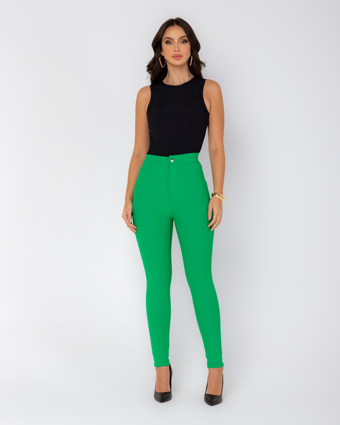 Miss Misses - Miss Misses Skinny Pants With Green Pocket - 18855VERDE