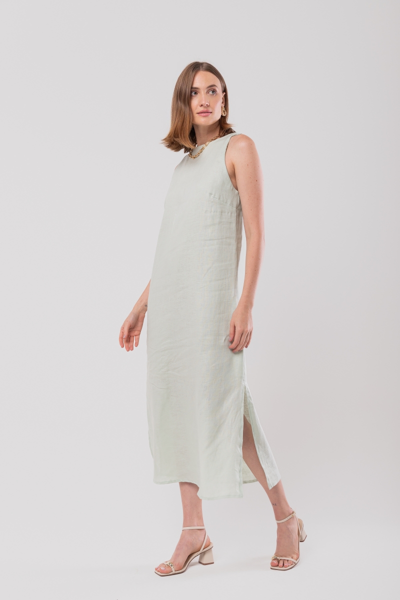 Hidrogênio - MINT LINEN MIDI DRESS WITH SLIT - 20171561