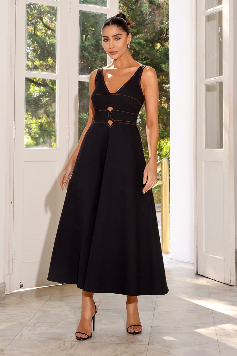 Dot Clothing - Dress Dot Clothing Paula Midi Black - 2503PRETO