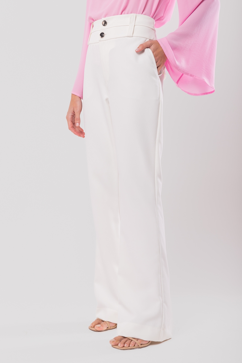 Hidrogênio - RITA OFF WHITE TAILORED FLARE PANTS WITH POCKETS - 20158018