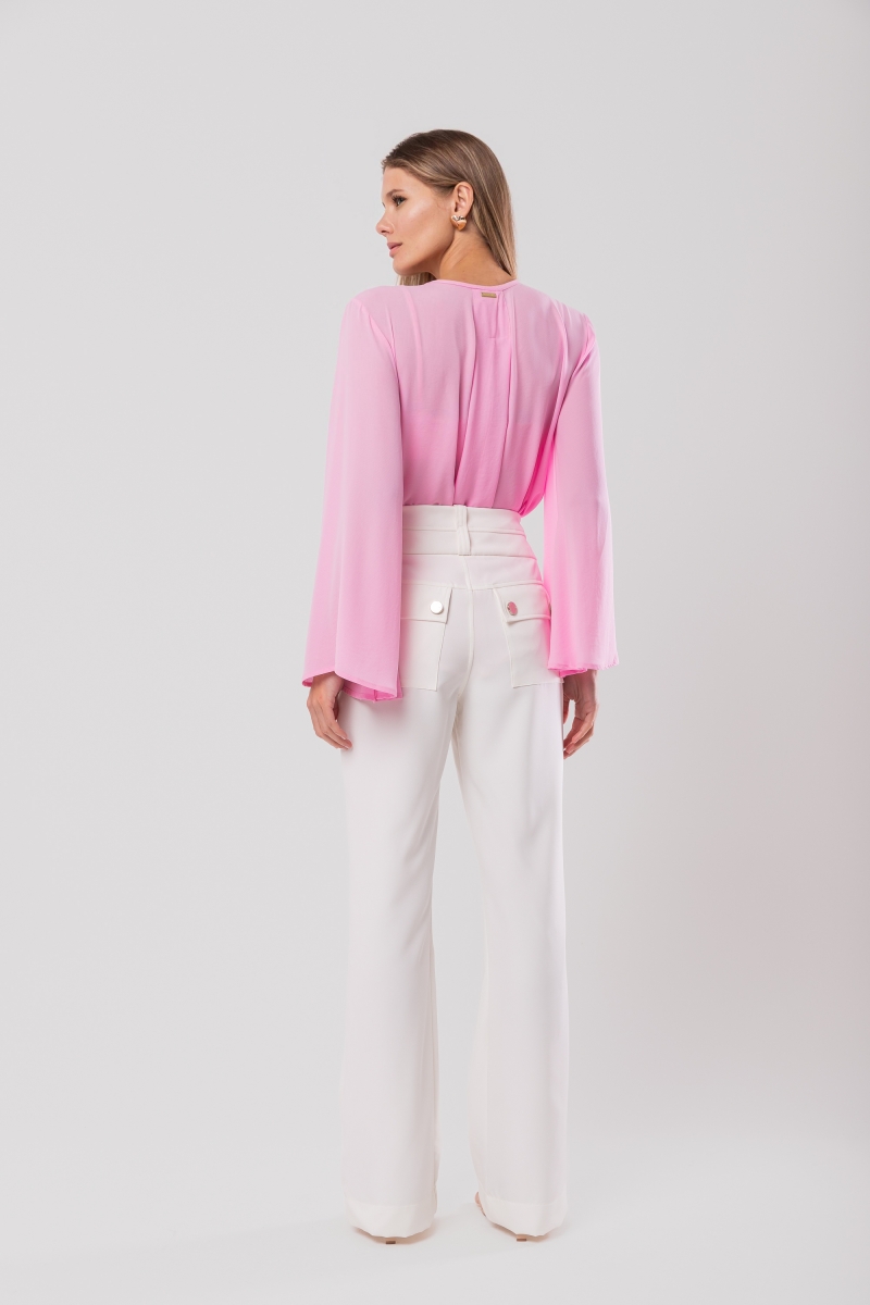 Hidrogênio - RITA OFF WHITE TAILORED FLARE PANTS WITH POCKETS - 20158018