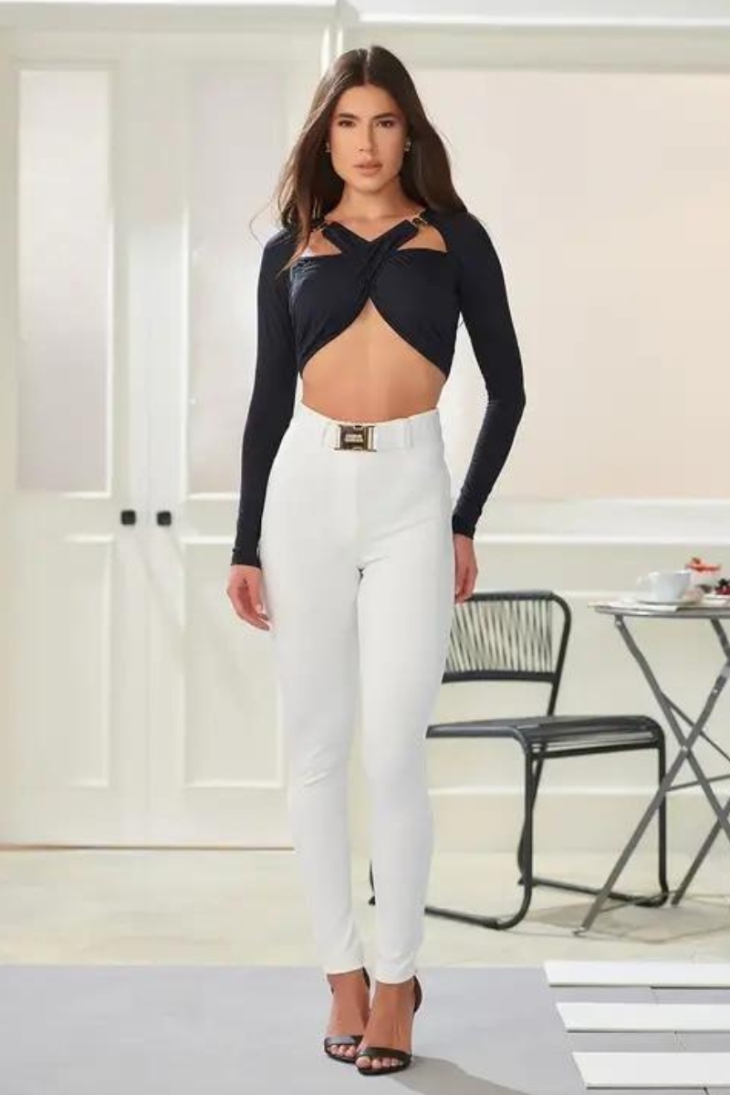 Maria Gueixa - MARIA GUEIXA SKINNY PANTS WITH BELT OFF WHITE - 11268