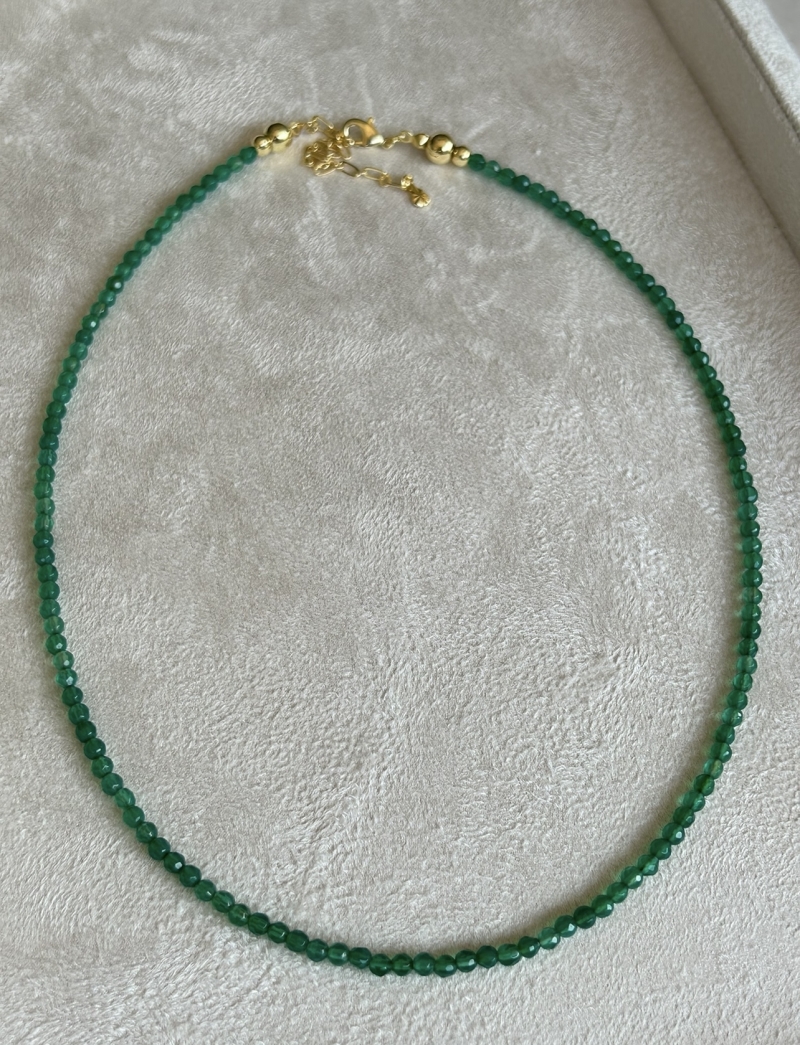 Mikabe - Burano Necklace Green Agate Stone 3mm - MK1970