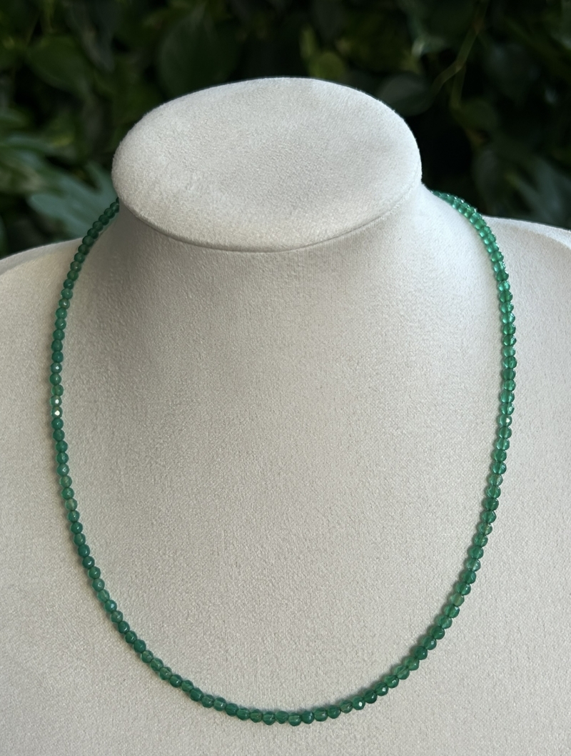 Mikabe - Burano Necklace Green Agate Stone 3mm - MK1970