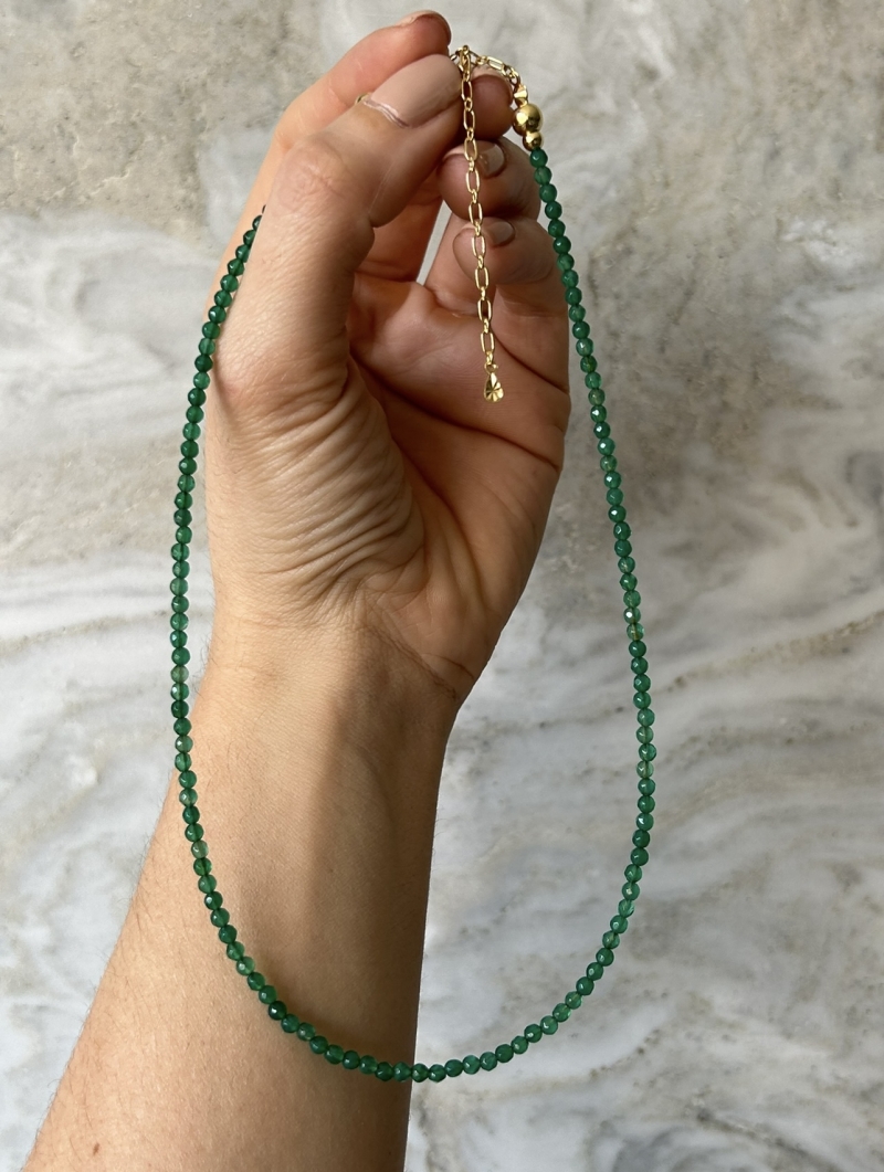 Mikabe - Burano Necklace Green Agate Stone 3mm - MK1970