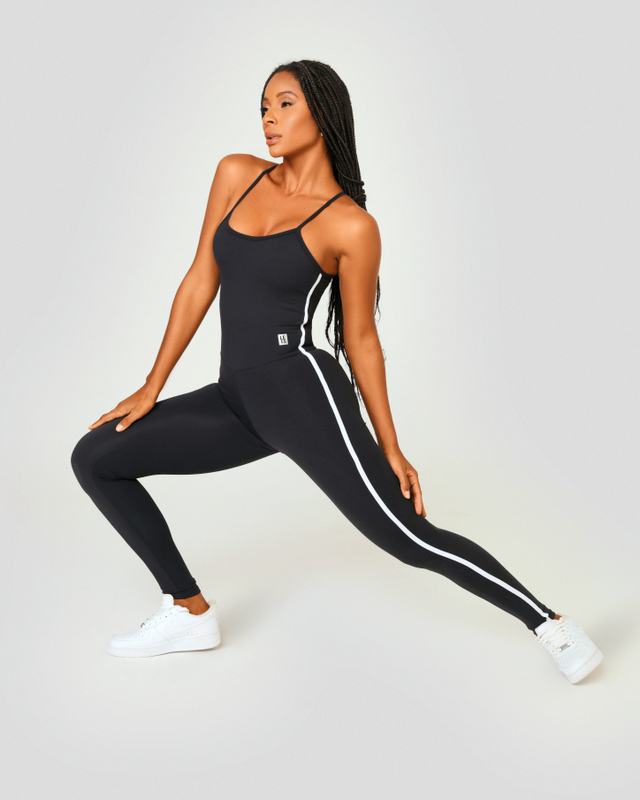 Lets Gym - Black Preppy Jumpsuit - 2544PT