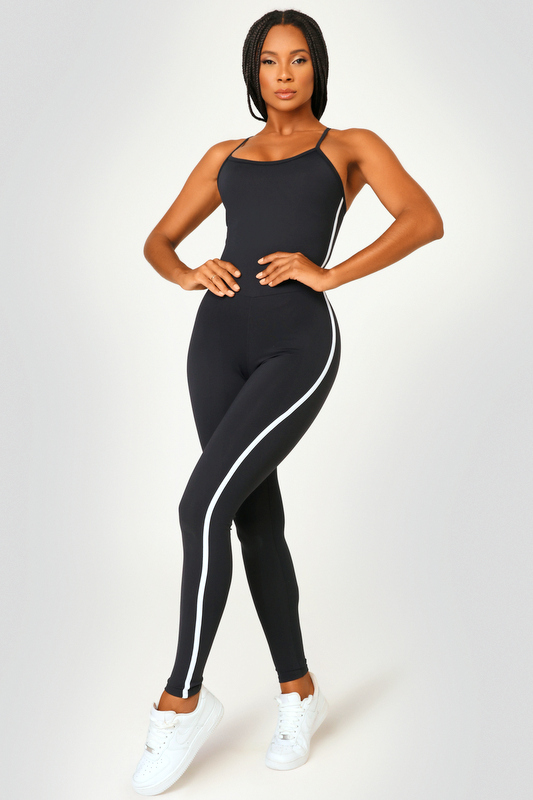 Lets Gym - Black Preppy Jumpsuit - 2544PT