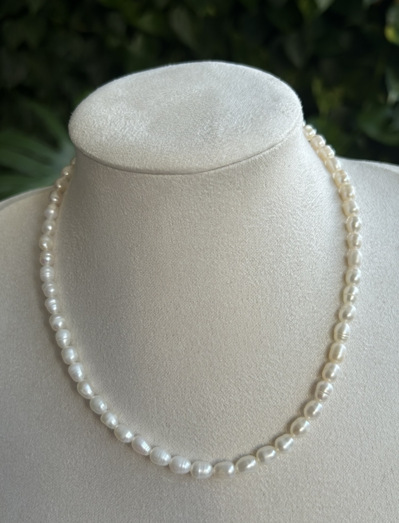 Mikabe - Natural Oval Pearl Necklace P - MK1978