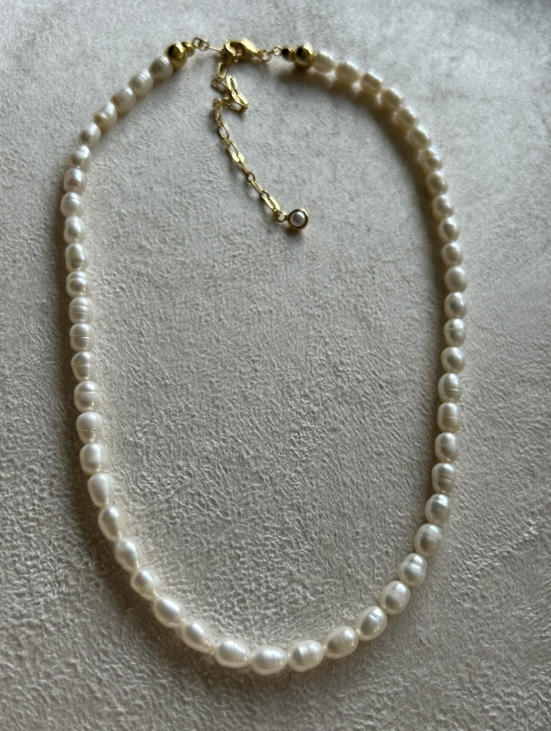 Mikabe - Natural Oval Pearl Necklace P - MK1978