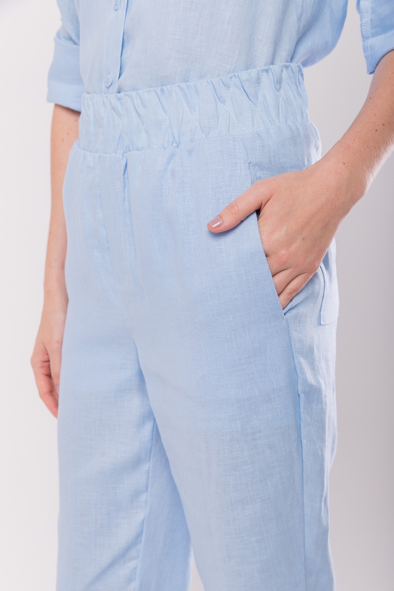 Hidrogênio - CARROT POLIANA 100% BABY BLUE LINEN PANTS - 19886111