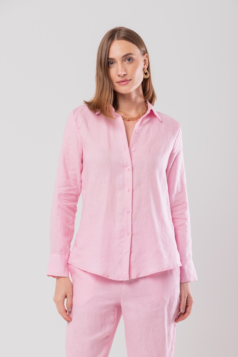 Hidrogênio - 100% PINK LINEN SHIRT - 19875021