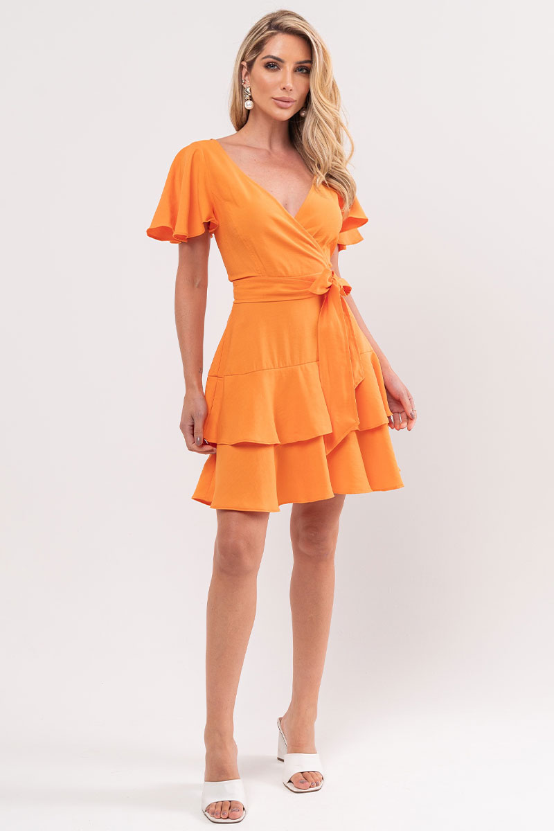 Miss Misses - Sara Dress with Frill and Orange Zipper - 54309216