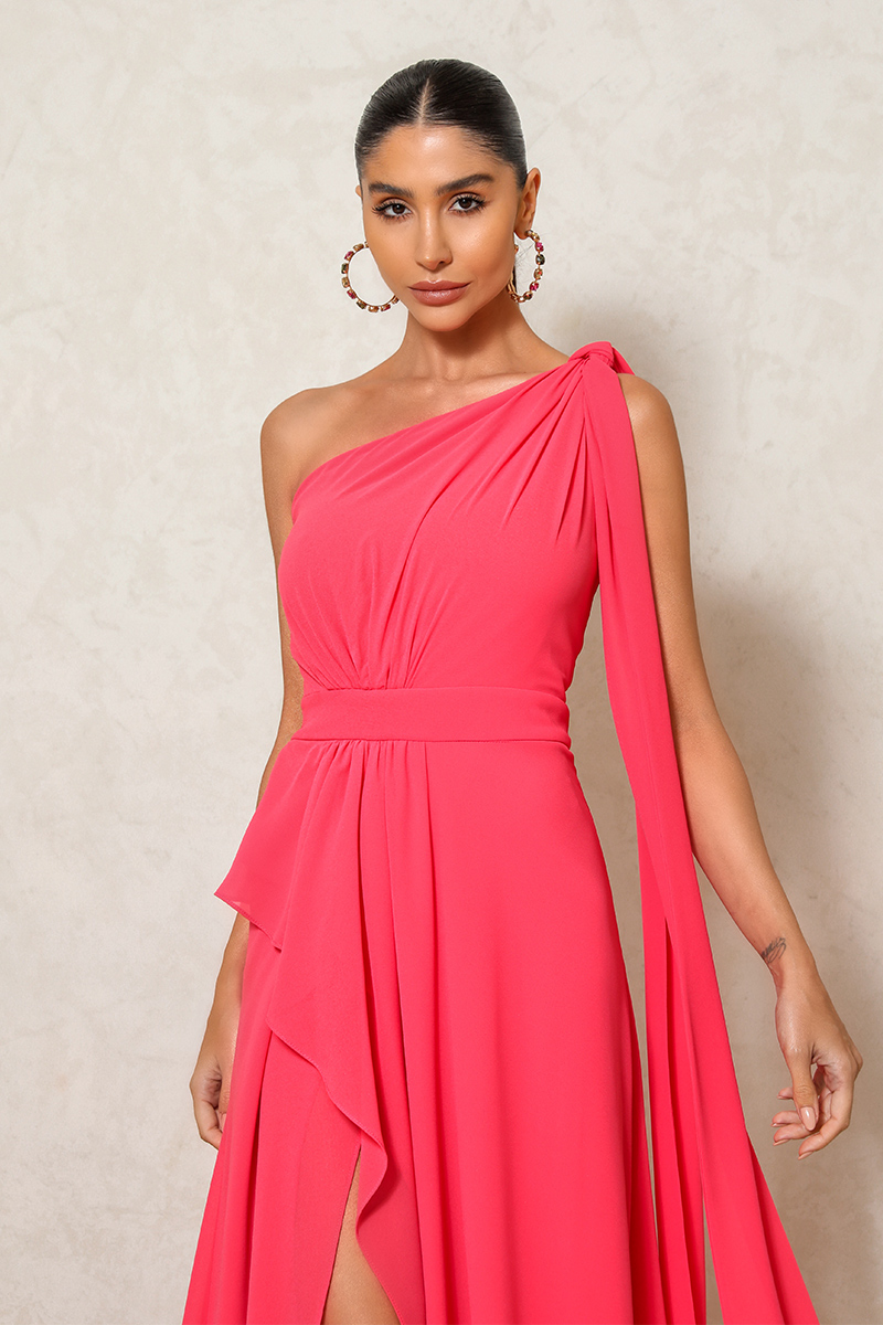 Dot Clothing - Dress Dot Clothing Lilian With Slit Coral - 2495CORAL