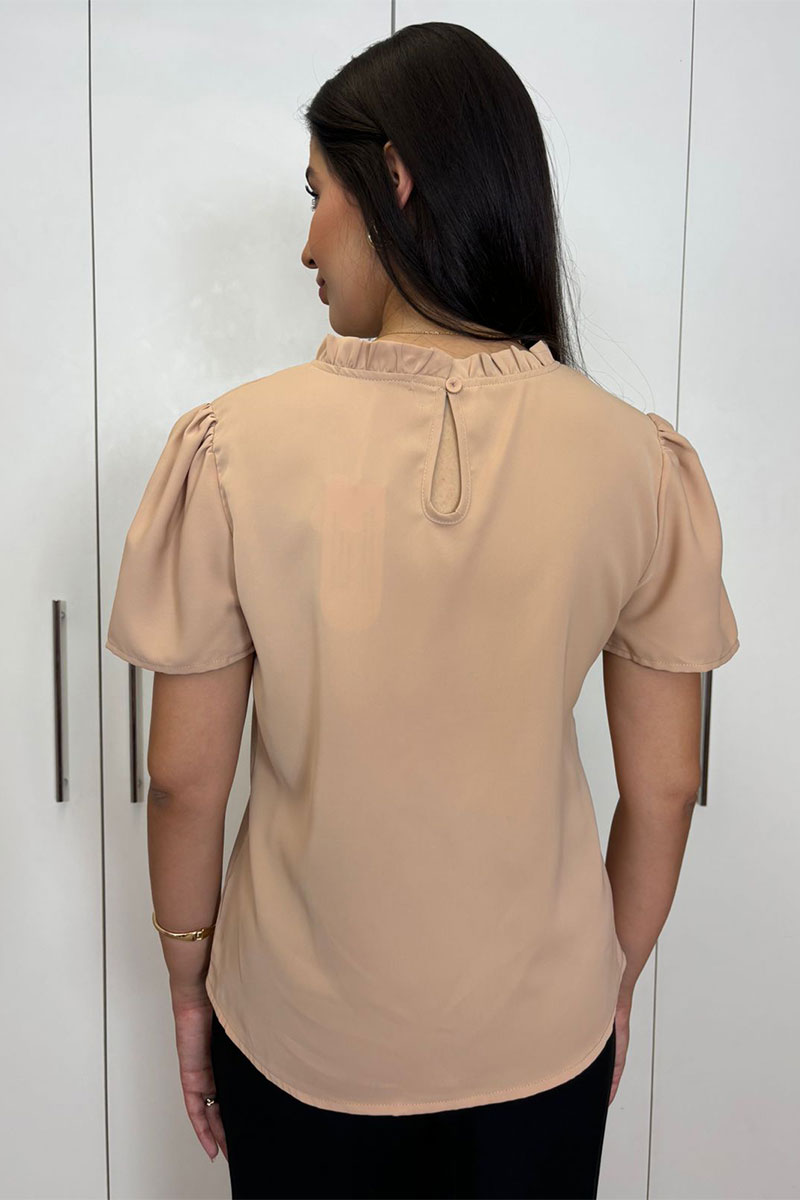 Miss Misses - Kim Short Sleeve Shirt With Khaki Gripir Detail - 80573136