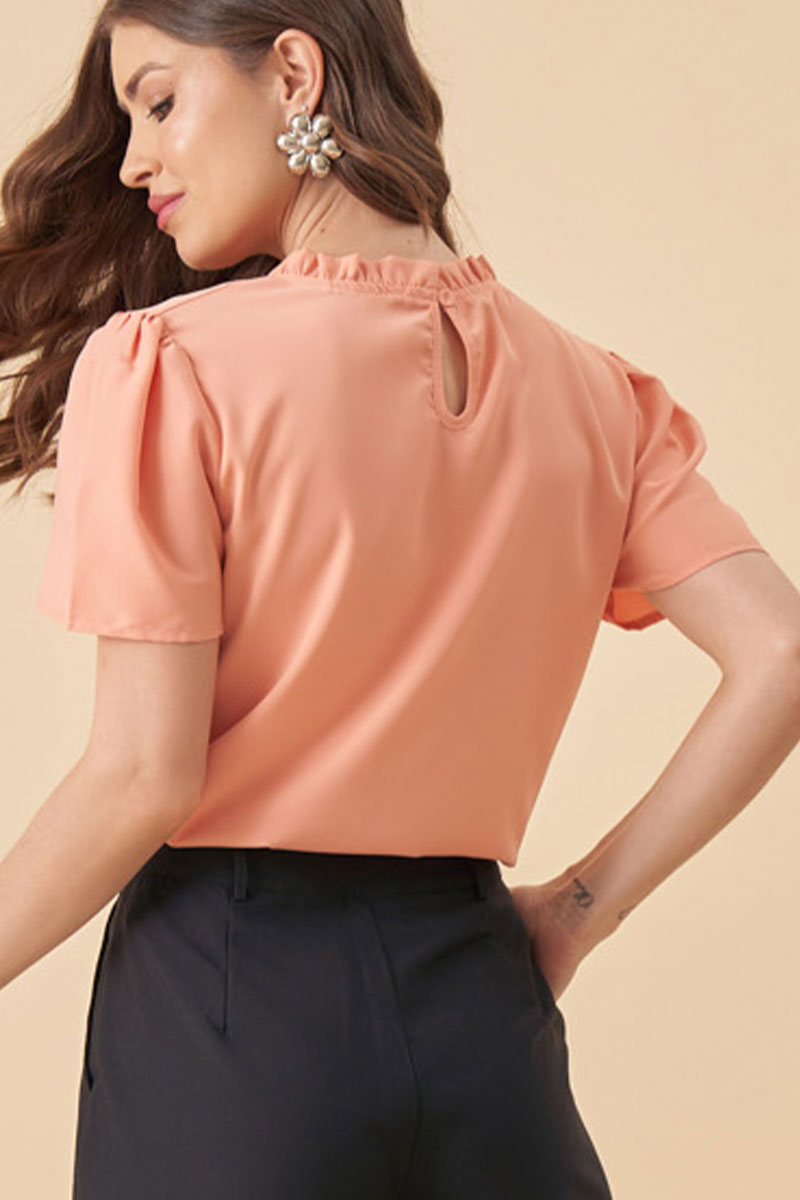 Miss Misses - Kim Short Sleeve Shirt With Salmon Gripir Detail - 80573052