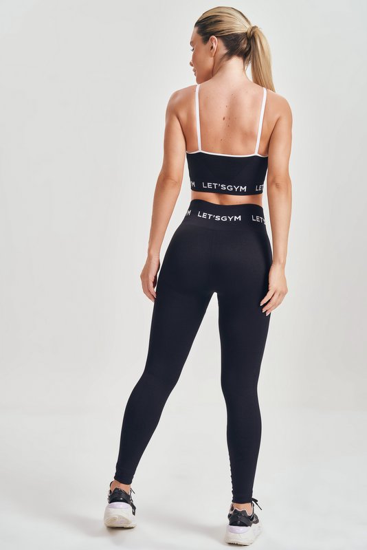 Lets Gym - Seamless Basic Black Leggings - 2368PT