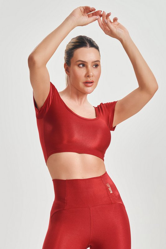 Lets Gym - Red Basic Fit Crop Top - 2584VM