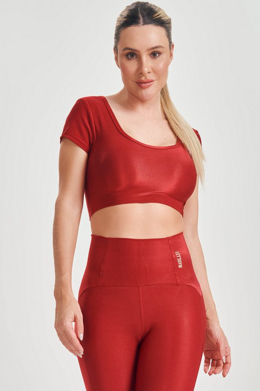 Lets Gym - Red Basic Fit Crop Top - 2584VM