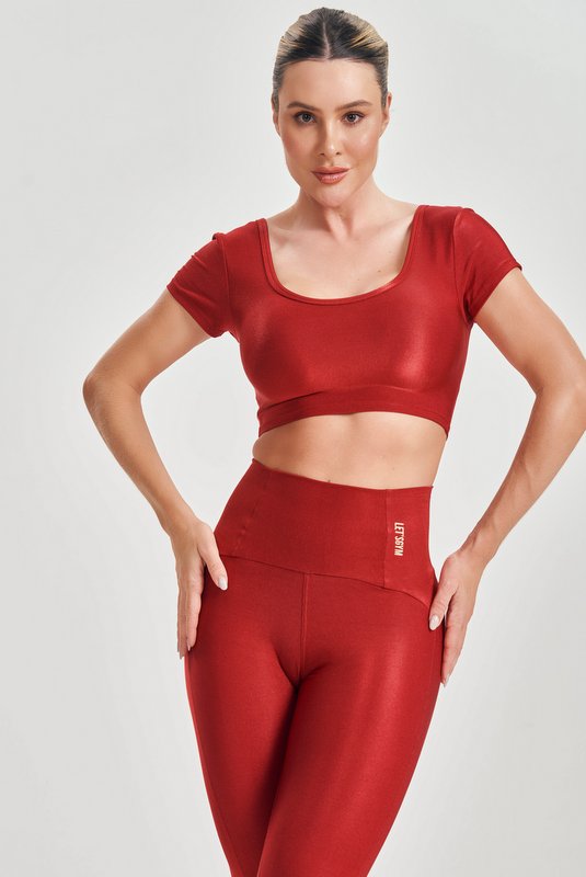 Lets Gym - Red Basic Fit Crop Top - 2584VM