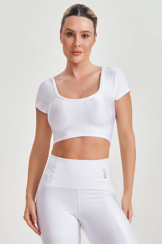 Lets Gym - Basic Fit White Crop Top - 2584BR