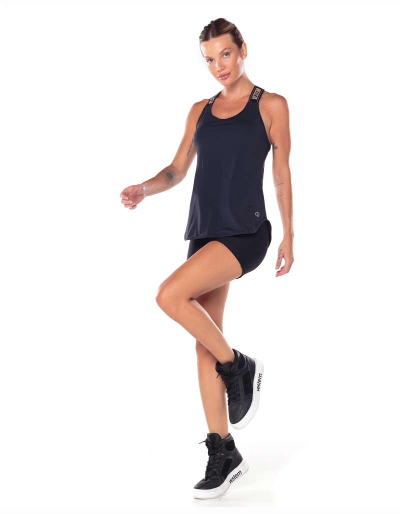 Vestem - Dry Fit Tank Shirt with Elastic Straps Hera Black - REG782.V25.C0002