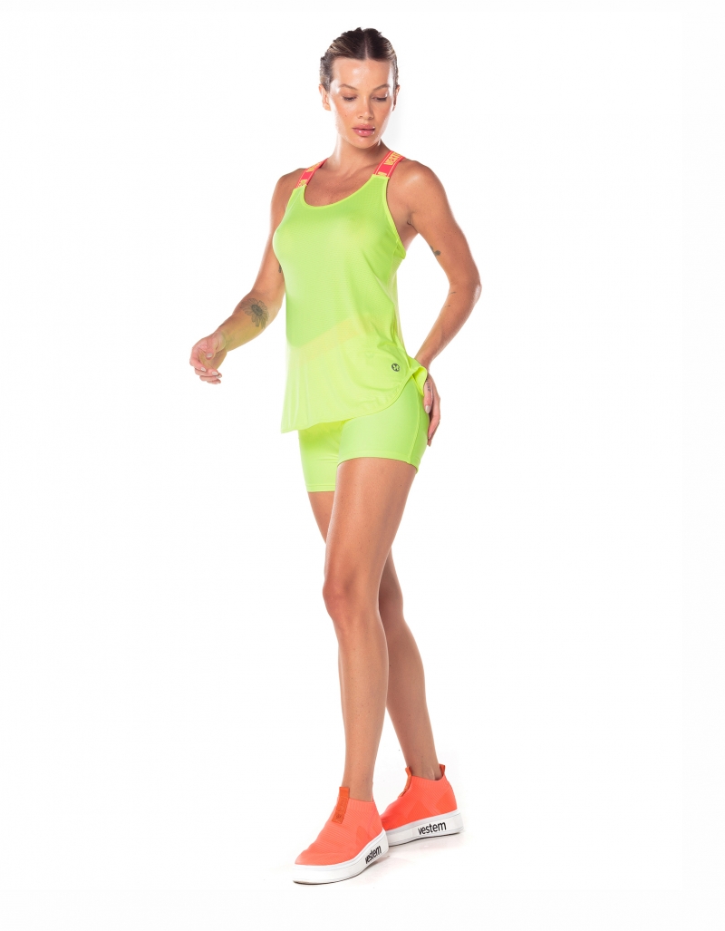 Vestem - Dry Fit Tank Shirt with Elastic Straps in Hera Neon Yellow - REG782.V25.C0009