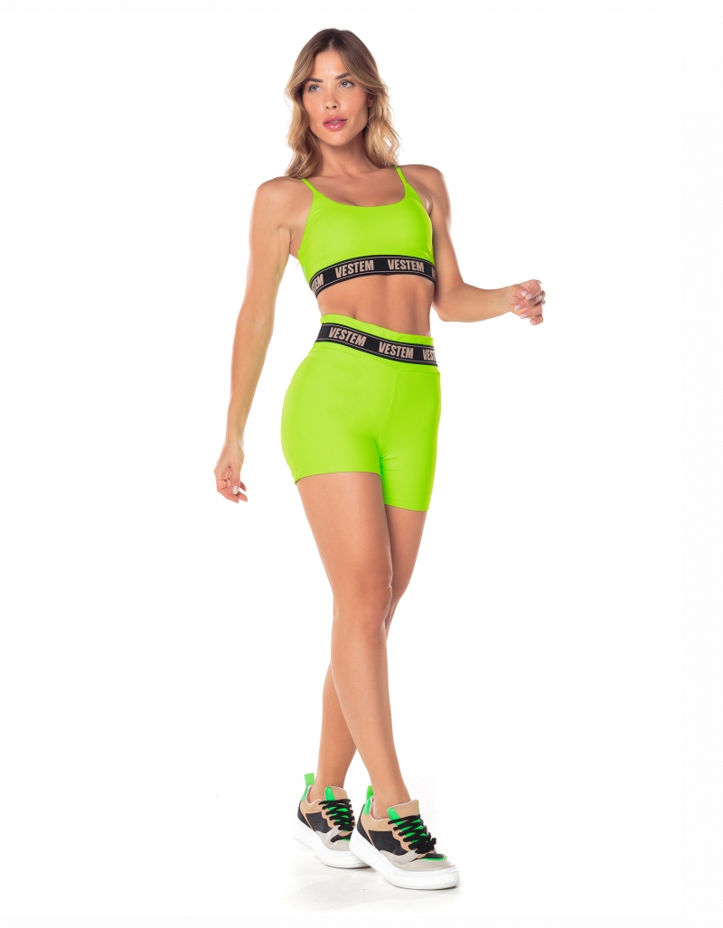 Vestem - Neon Green Hera Elastic Waist Shorts - SH568.V25.C0041