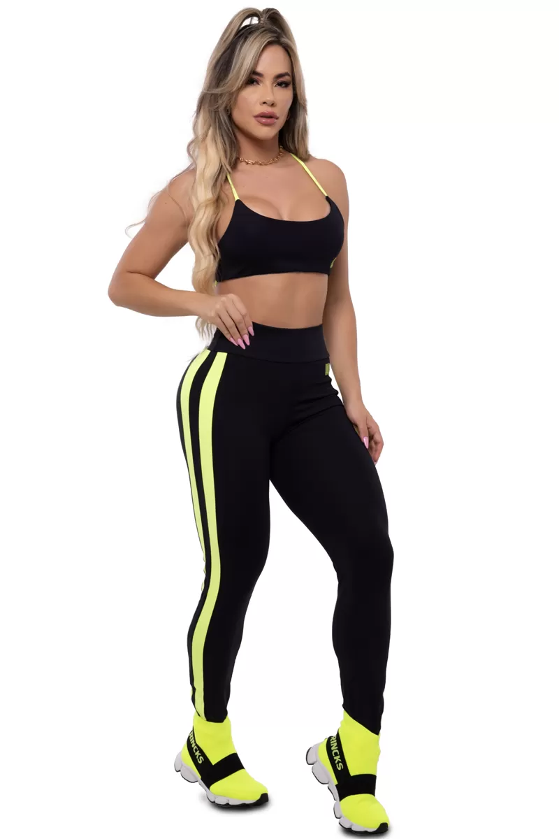 Trincks - Conjunto Legging e Top Legday Preto/Neon - Trincks - Conjunto Legging e Top Legday Preto/Neon -