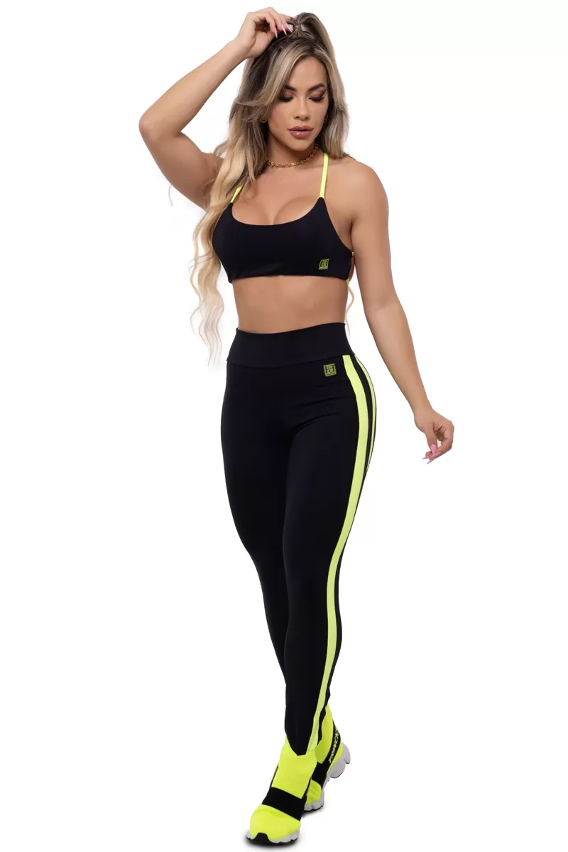 Trincks - Conjunto Legging e Top Legday Preto/Neon - Trincks - Conjunto Legging e Top Legday Preto/Neon -
