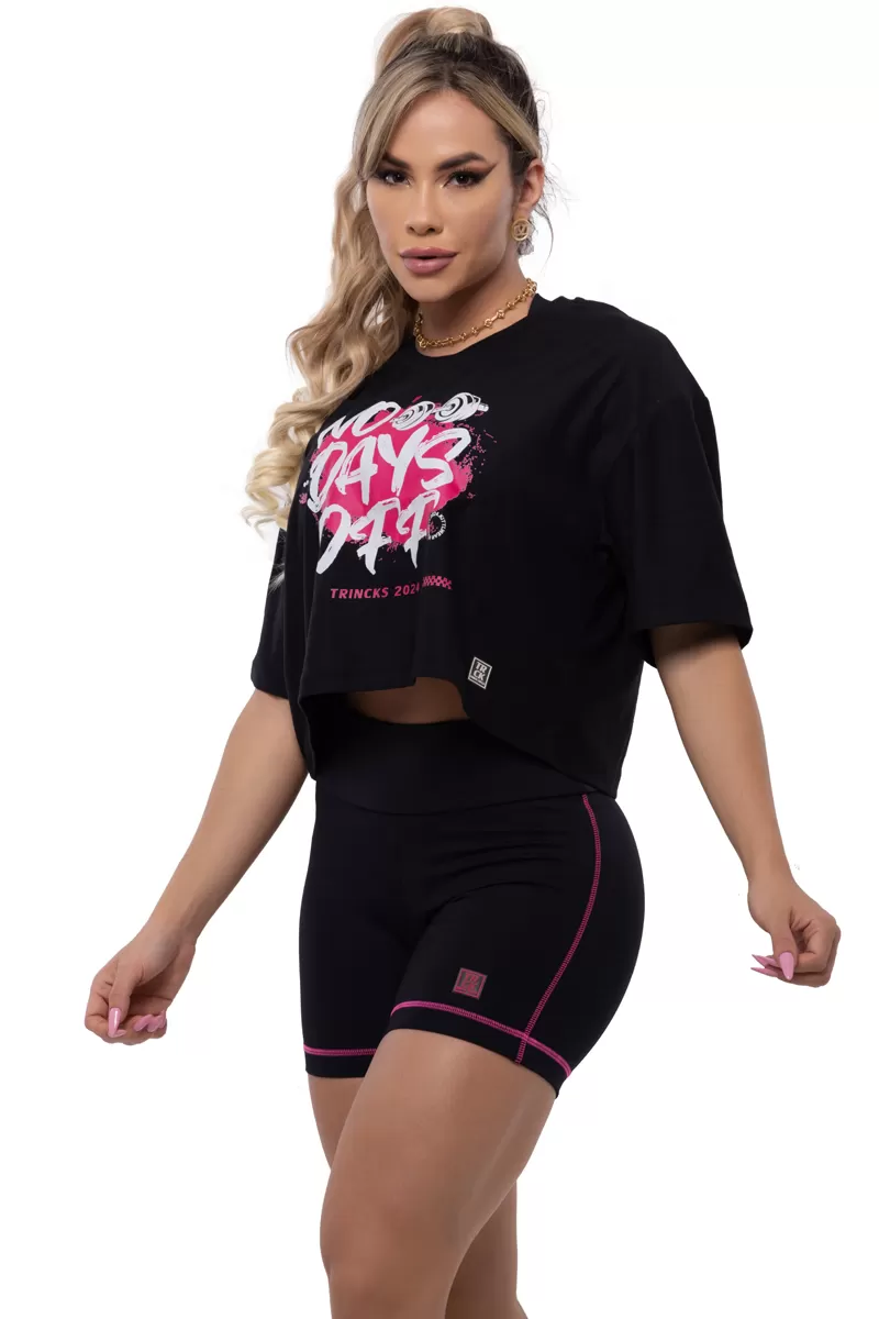 Trincks - Cropped Motivacion Preto Pink No Days Off - Trincks - Cropped Motivacion Preto Pink No Days Off -
