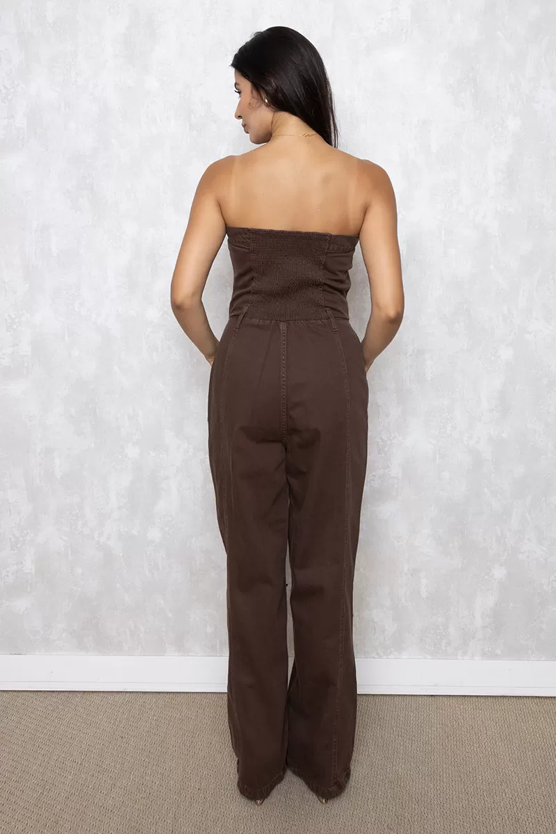Alcance Jeans - TQC Alcance Brown Jeans Jumpsuit - 08166MARROM Alcance Jeans - TQC Alcance Brown Jeans Jumpsuit - 08166MARROM