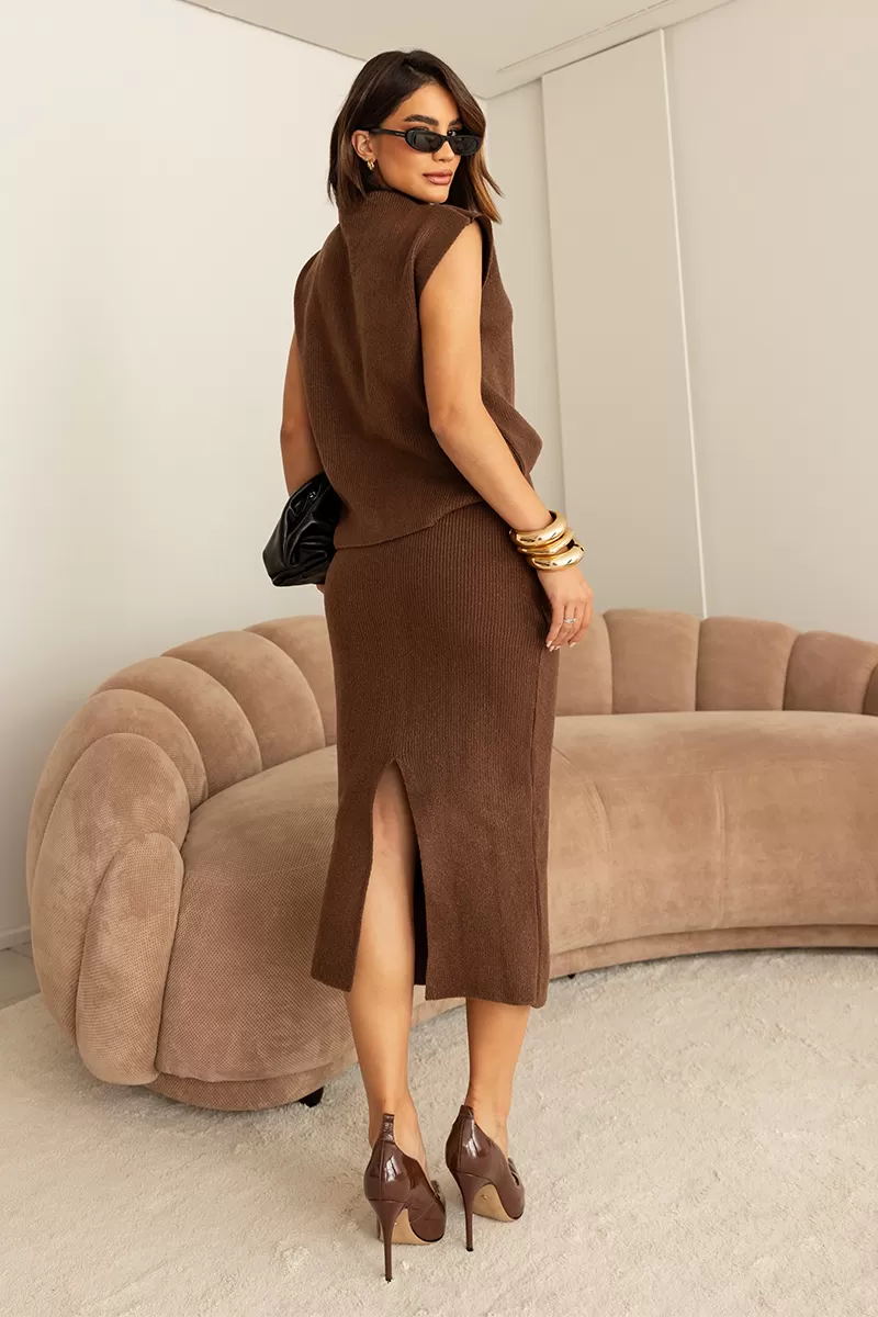 Dot Clothing - Dot Clothing Tricot Midi Brown Set - T196MARROM Dot Clothing - Dot Clothing Tricot Midi Brown Set - T196MARROM