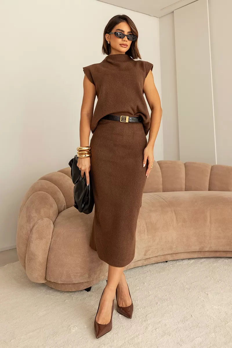 Dot Clothing - Dot Clothing Tricot Midi Brown Set - T196MARROM Dot Clothing - Dot Clothing Tricot Midi Brown Set - T196MARROM
