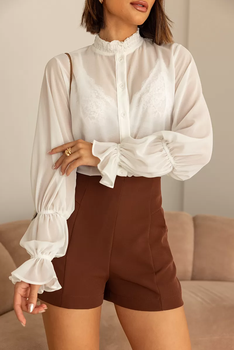 Dot Clothing - Dot Clothing Chiffon Off White Shirt - 2713OFF Dot Clothing - Dot Clothing Chiffon Off White Shirt - 2713OFF