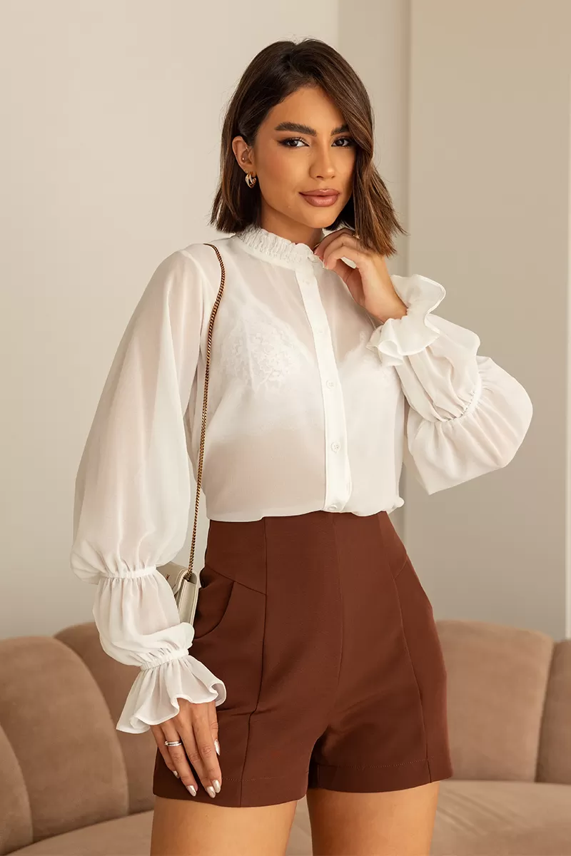 Dot Clothing - Dot Clothing Chiffon Off White Shirt - 2713OFF Dot Clothing - Dot Clothing Chiffon Off White Shirt - 2713OFF